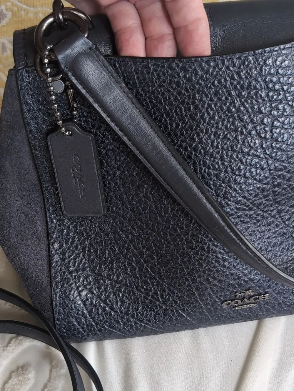 COACH Faye Slate  Embossed Buffalo Refined Calf Leather Top Handle/Crossbody Bag